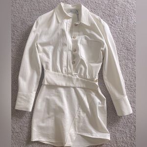 ZARA | WHITE BUTTON UP MINI DRESS